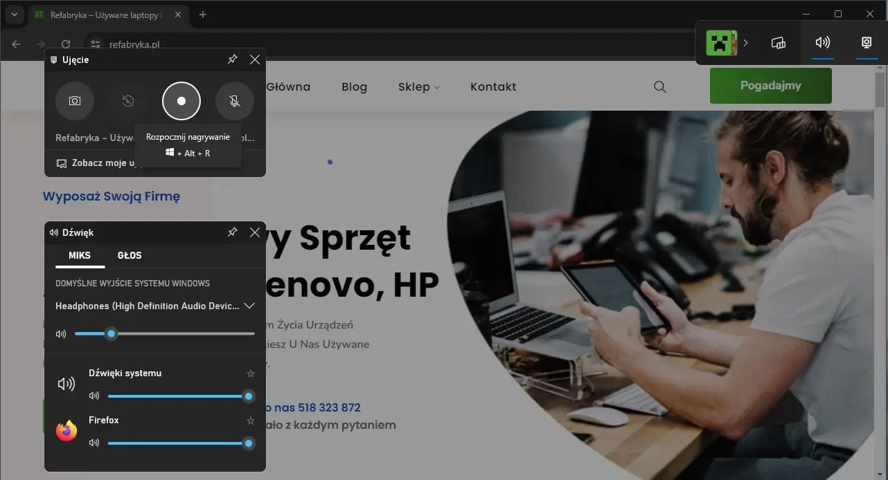 Rozpoczynanie nagrywania w systemie Windows